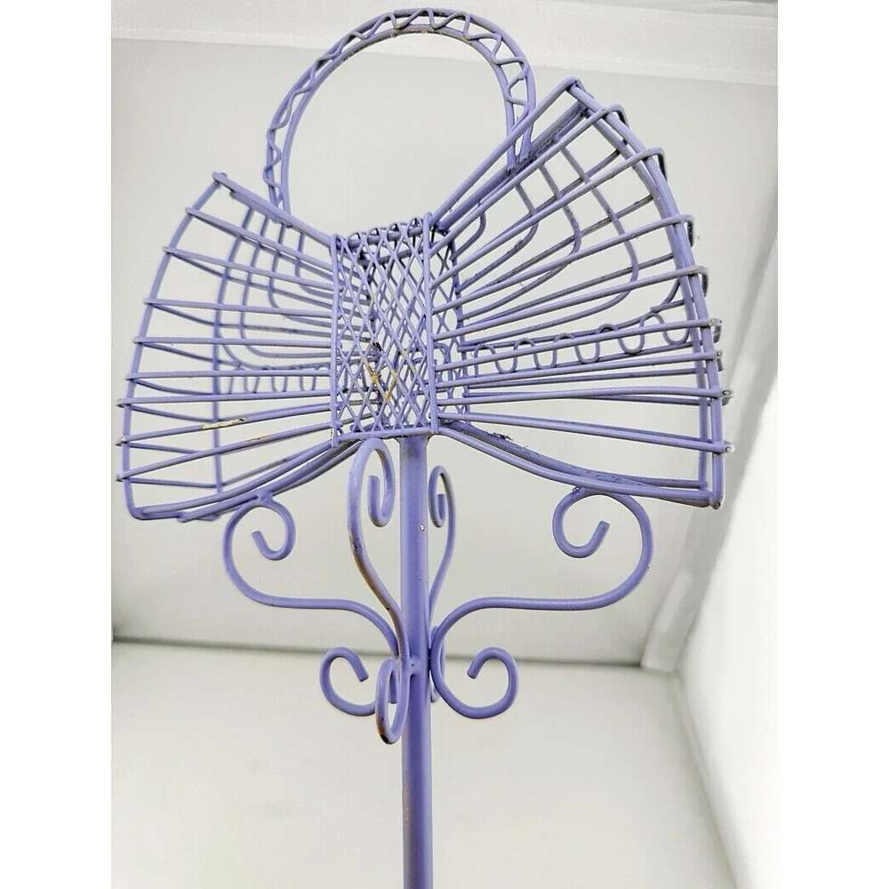 Vintage 1990 Metal Wire Purple Bow Shaped Jewelry Stand 15.5